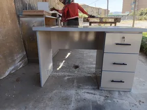 Computer Table Cream Colour Made of High Quality Laminated HDF