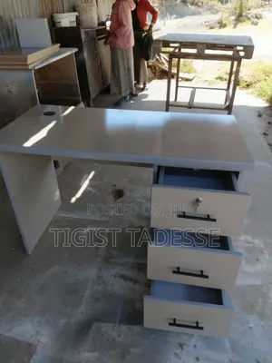 Computer Table Cream Colour Made of High Quality Laminated HDF