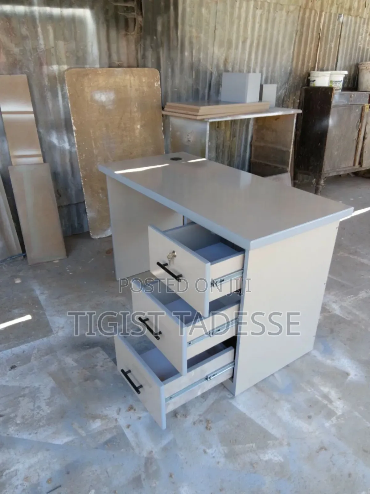 Computer Table Cream Colour Made of High Quality Laminated HDF