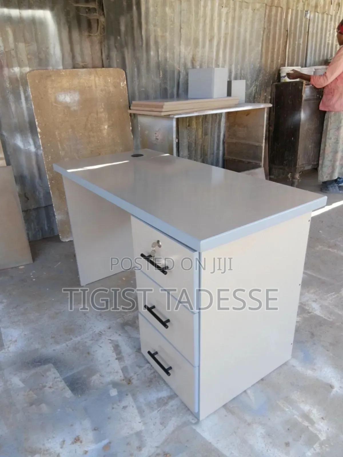 Computer Table Cream Colour Made of High Quality Laminated HDF