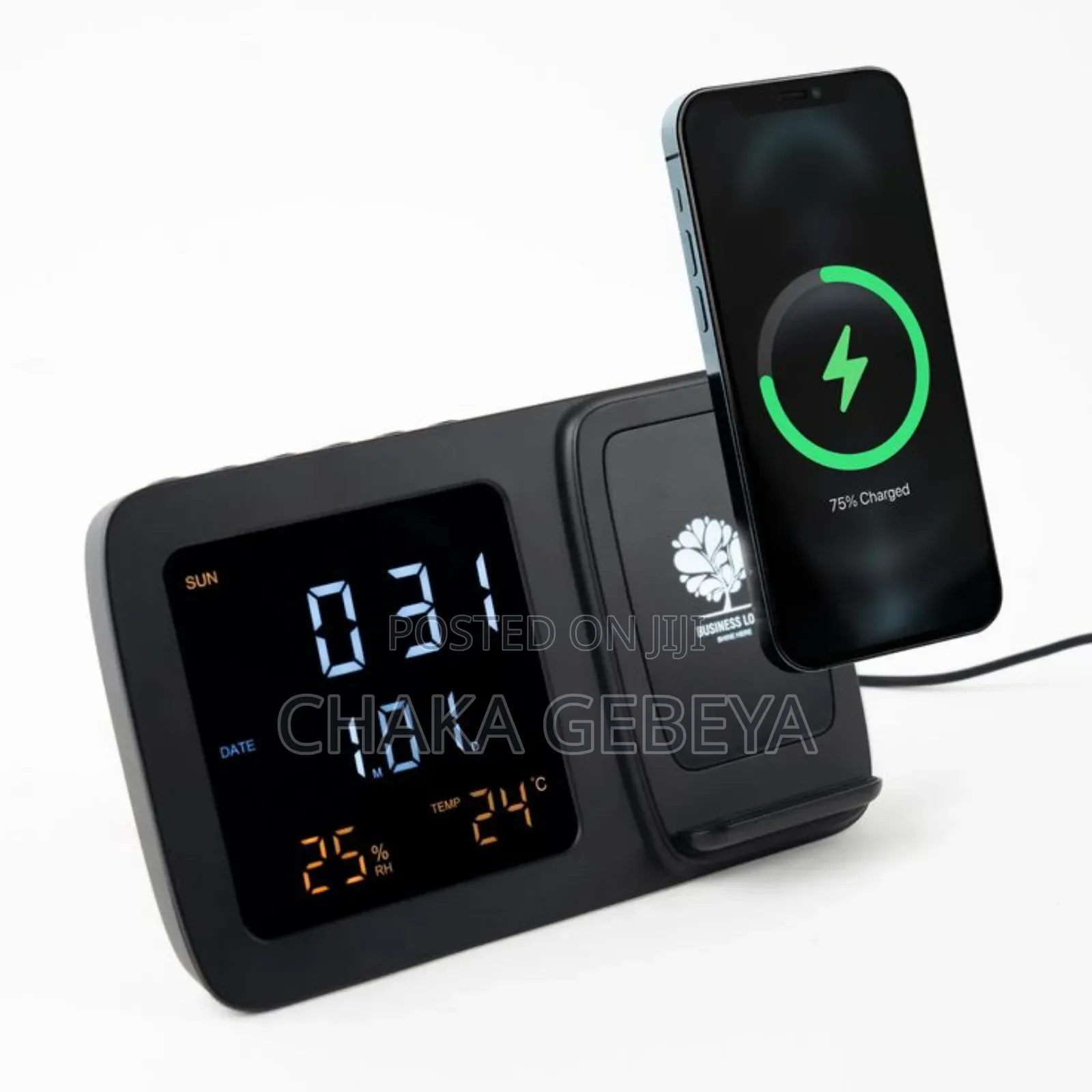 Rise Digital Alarm Clock With 15w Wireless Charger Weather Display