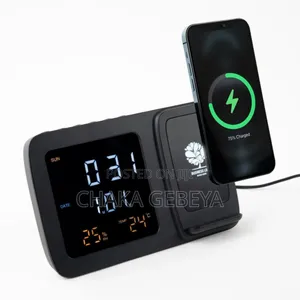 Photo - Rise Digital Alarm Clock With 15w Wireless Charger Weather Display