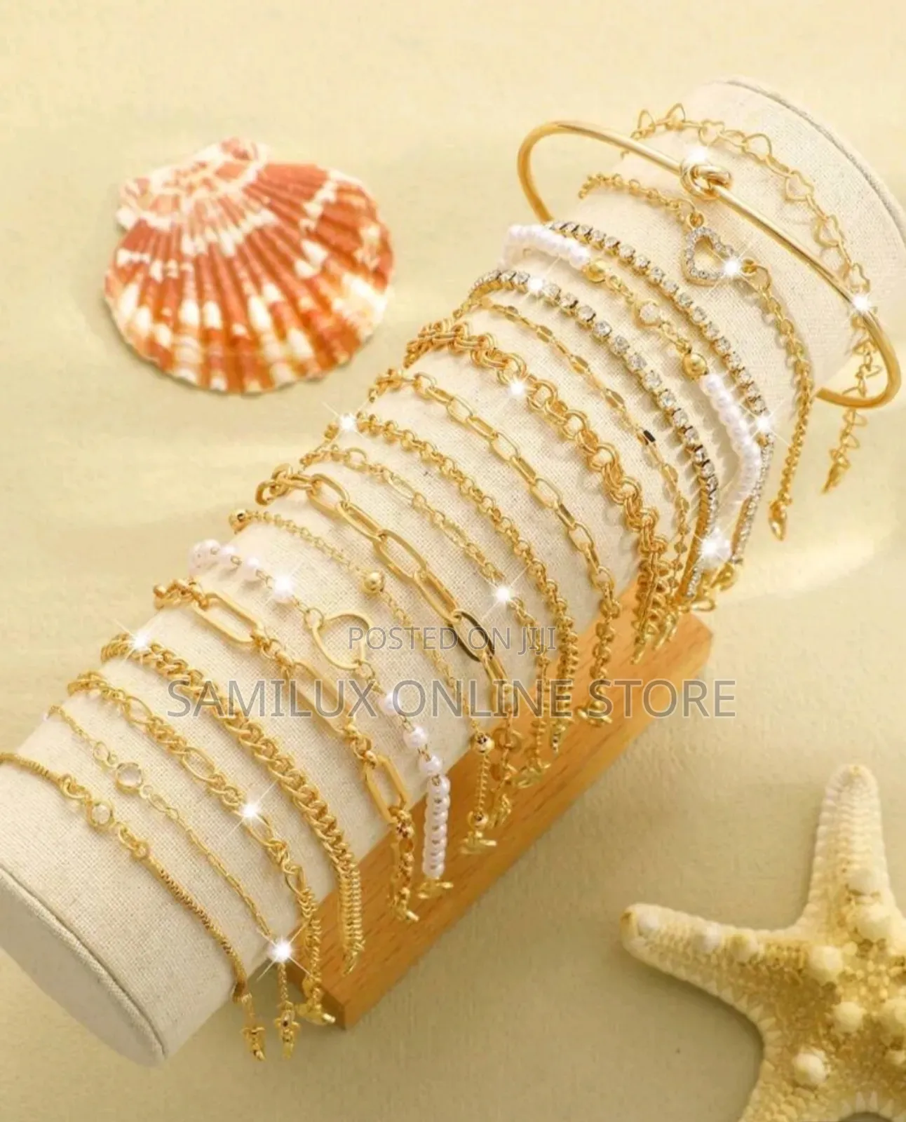 Vintage Gold Beaded Stackable Chain Bracelet