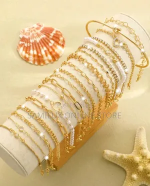 Vintage Gold Beaded Stackable Chain Bracelet