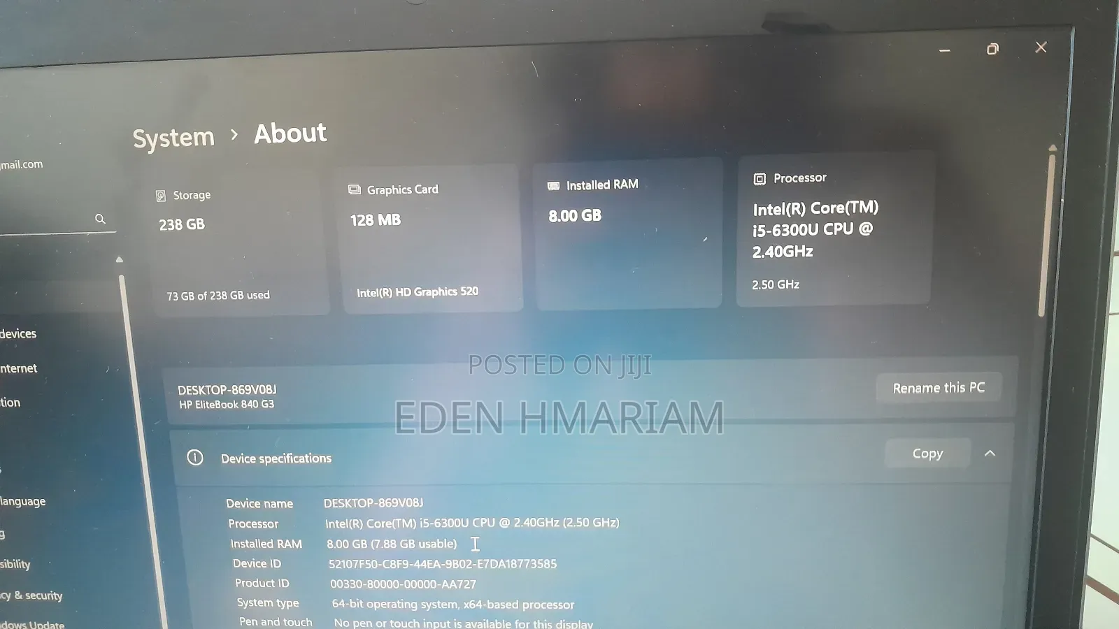 Laptop HP EliteBook 840 8GB Intel Core I5 SSD 256GB