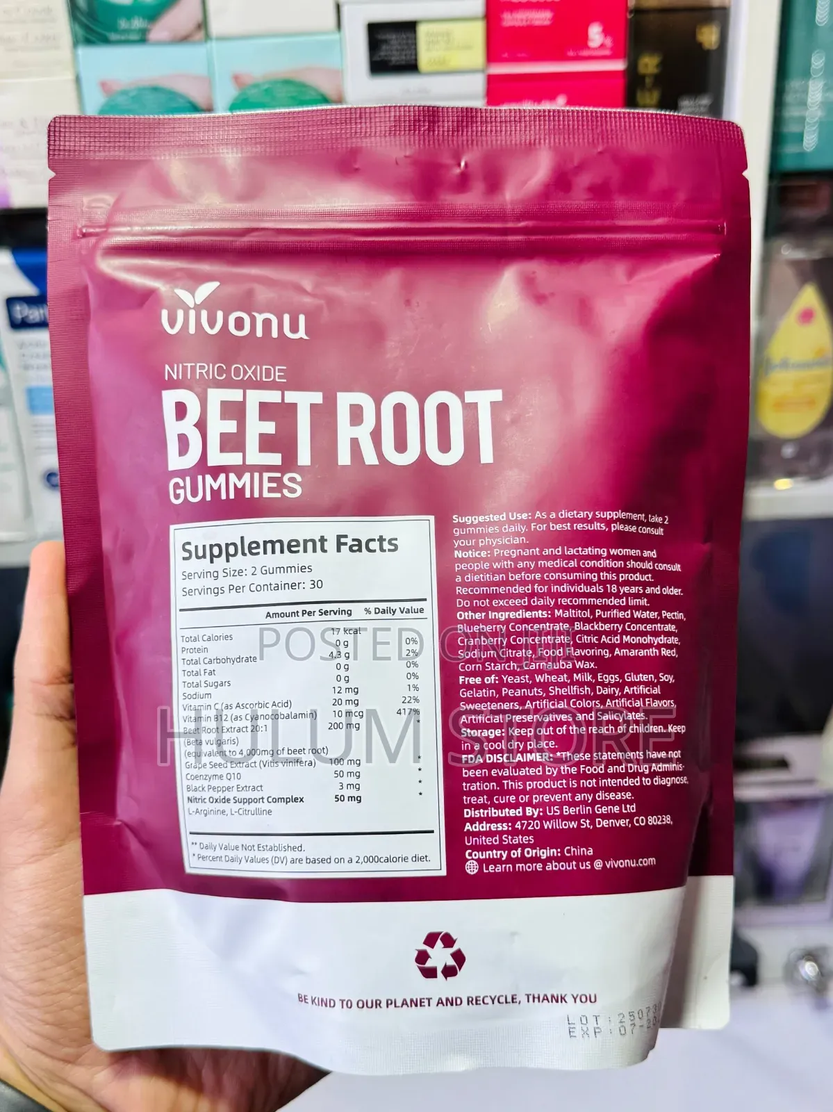 Vivonu Nitric Oxide Beet Gummies
