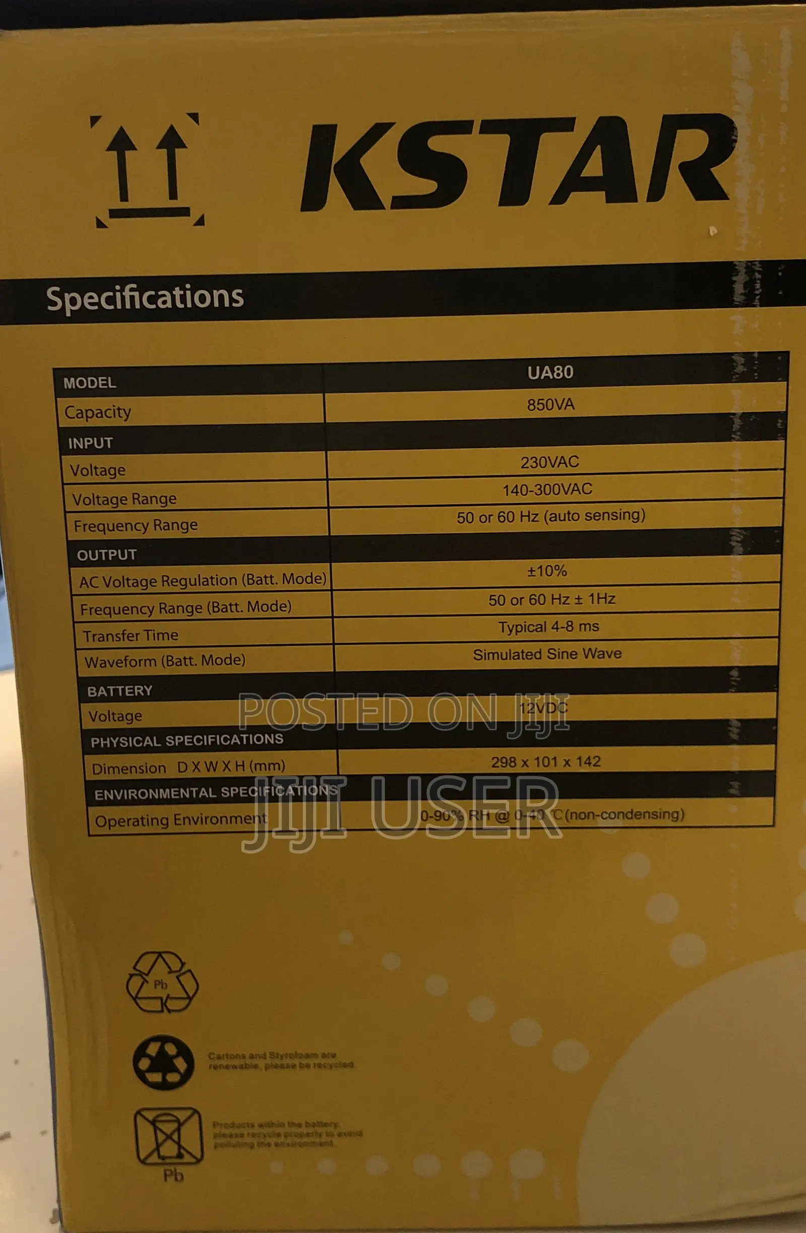 Kstar Ups-Ua 800 850va