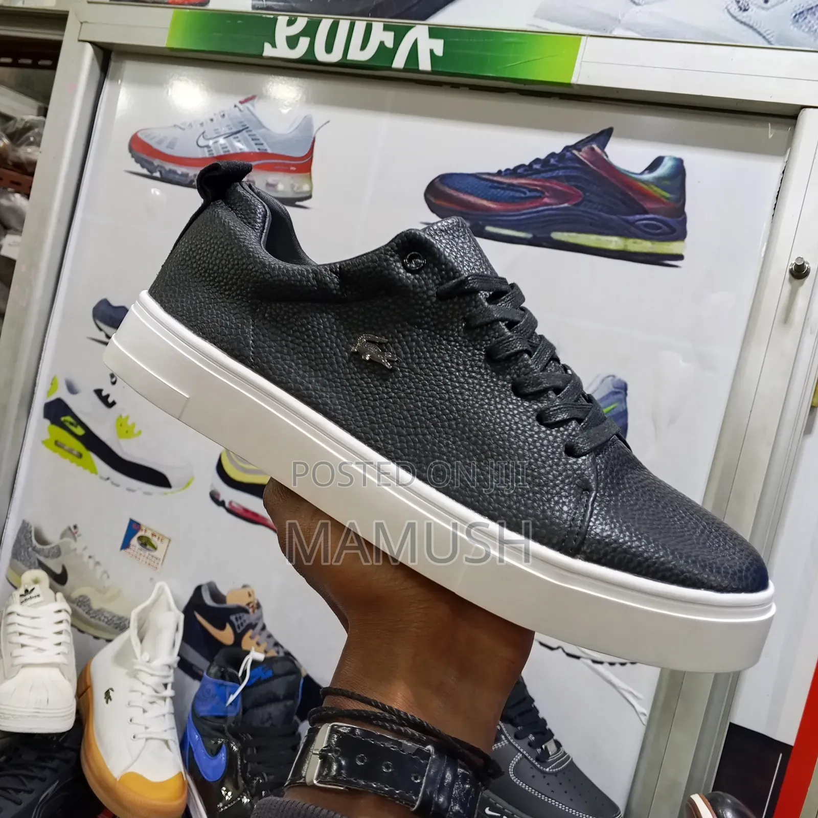 This Is Apair of Multicolor Lacoste Leather Snickers With a White Sole