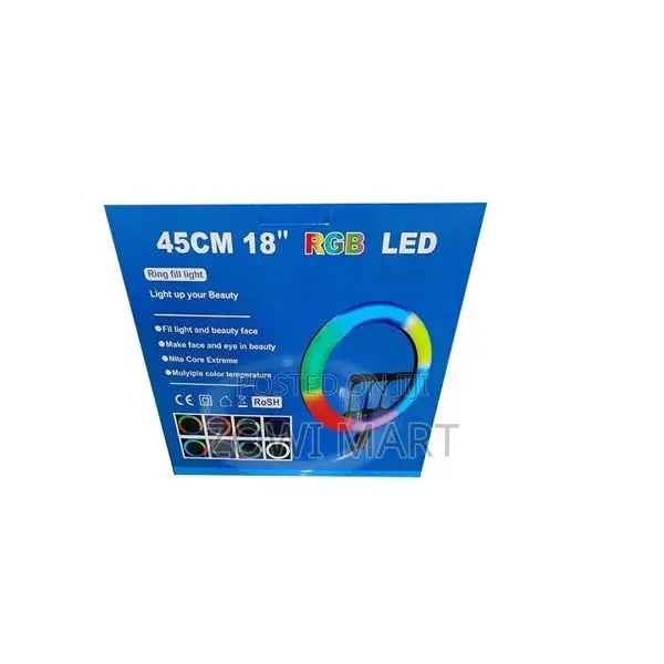 18 RGB Ring Light Ljj45 Remote, 3 Phone Holders, Long Stand