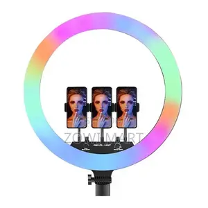 18 RGB Ring Light Ljj45 Remote, 3 Phone Holders, Long Stand