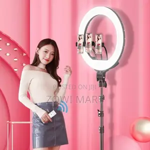 21" Ring Light With Remote 3 Colors 3 Phone Holders Long Stand + Bag