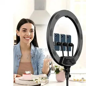 21" Ring Light With Remote 3 Colors 3 Phone Holders Long Stand + Bag