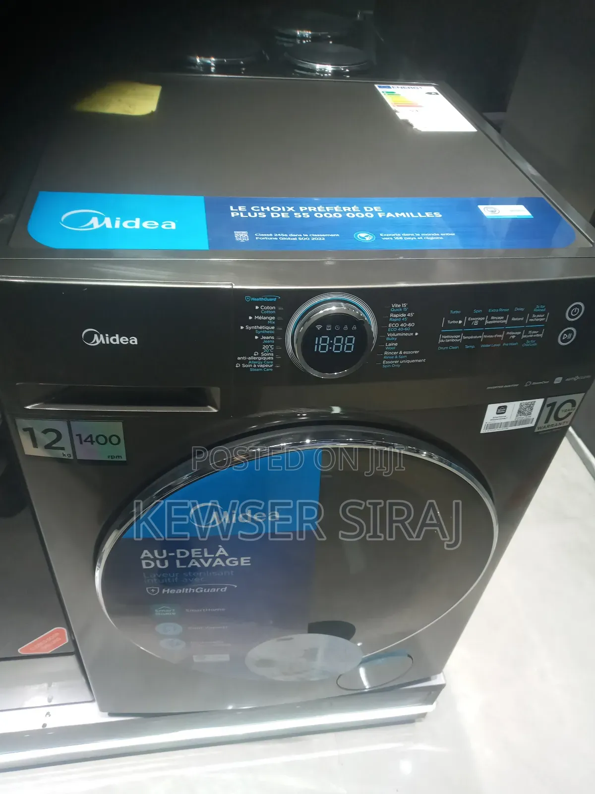 Mida Front Automatic 12 Kg Washing Machine System Grill Funct