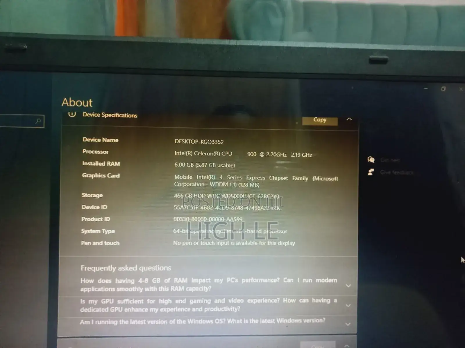 Laptop Toshiba Satellite C655 6GB Intel HDD 500GB