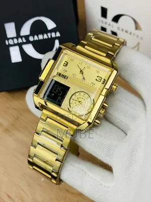 Gold-Tone Skmei Men's Multi-Time Zone Analog-Digital Watch.