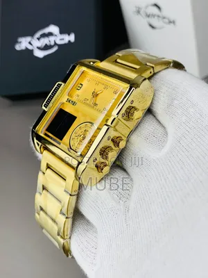 Gold-Tone Skmei Men's Multi-Time Zone Analog-Digital Watch.