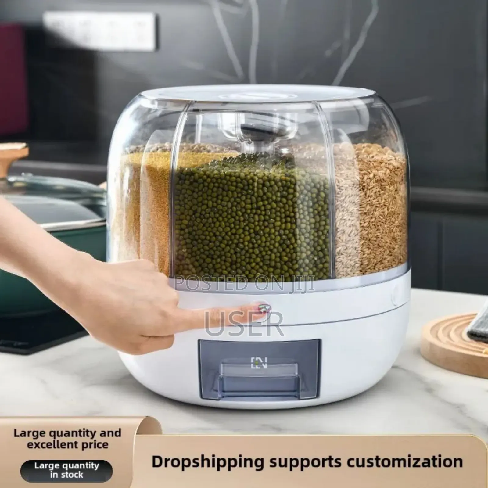 360° Rotating Rice Barrel