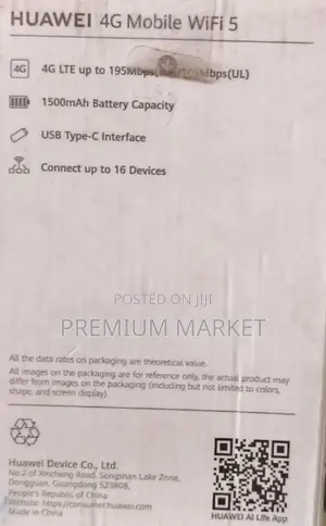 Huawei 4g Mobile Wifi 5 Portable Router, Model E5586.