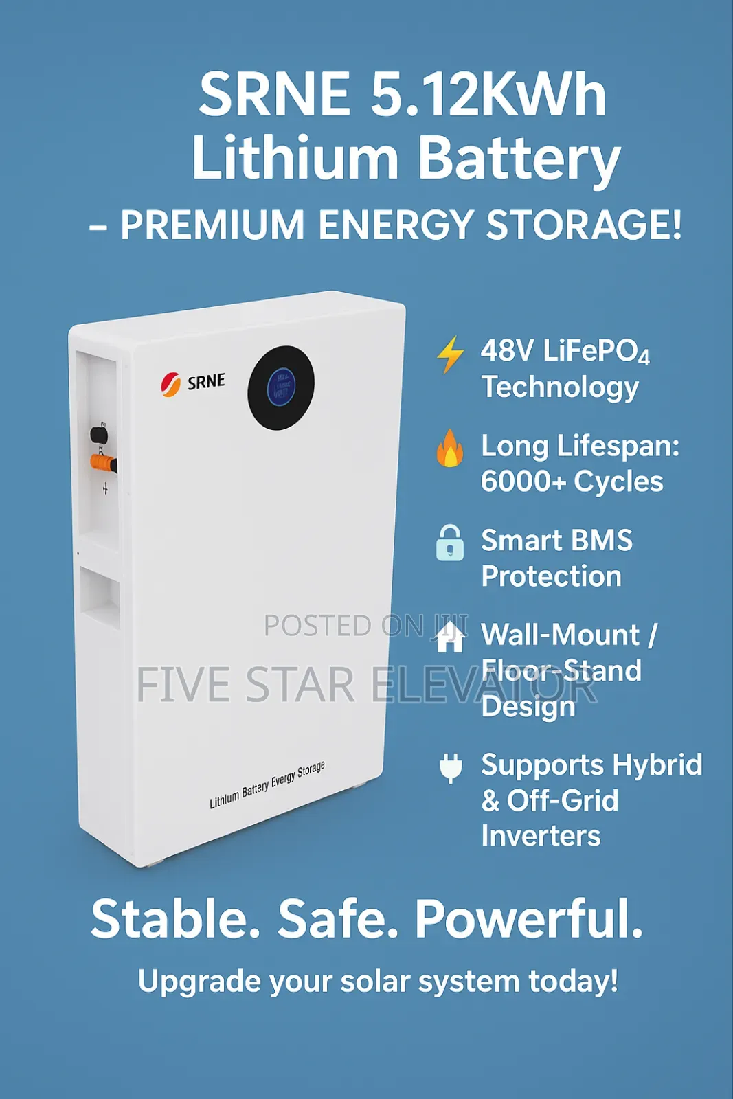 8kw Srne Hybrid Inverter + 10.24kwh Srne Lithium Battery 