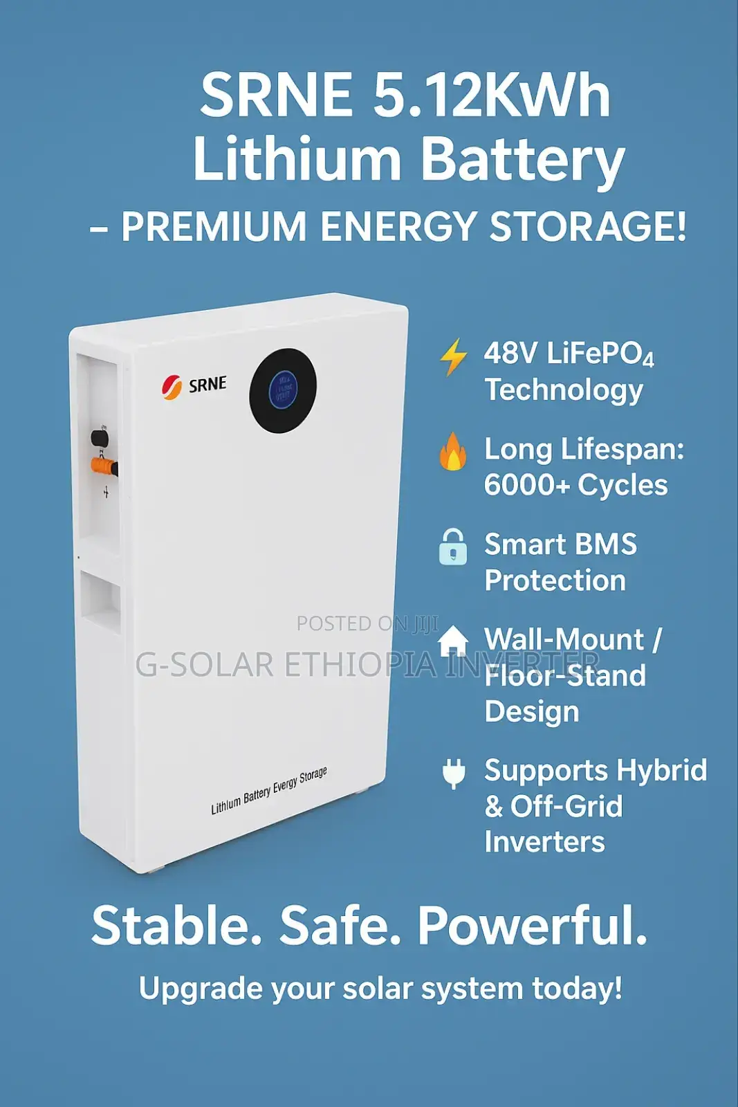 8kw Srne Hybrid Inverter + 10.24kwh Srne Lithium Battery 
