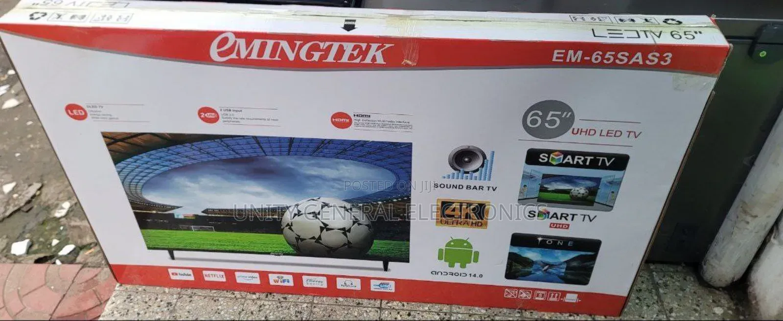 E-Mingtek 65" Uhd Tv New Model Free Delivery