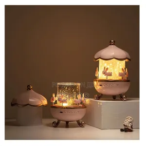 Photo - Pink Bunny Carousel Night Light