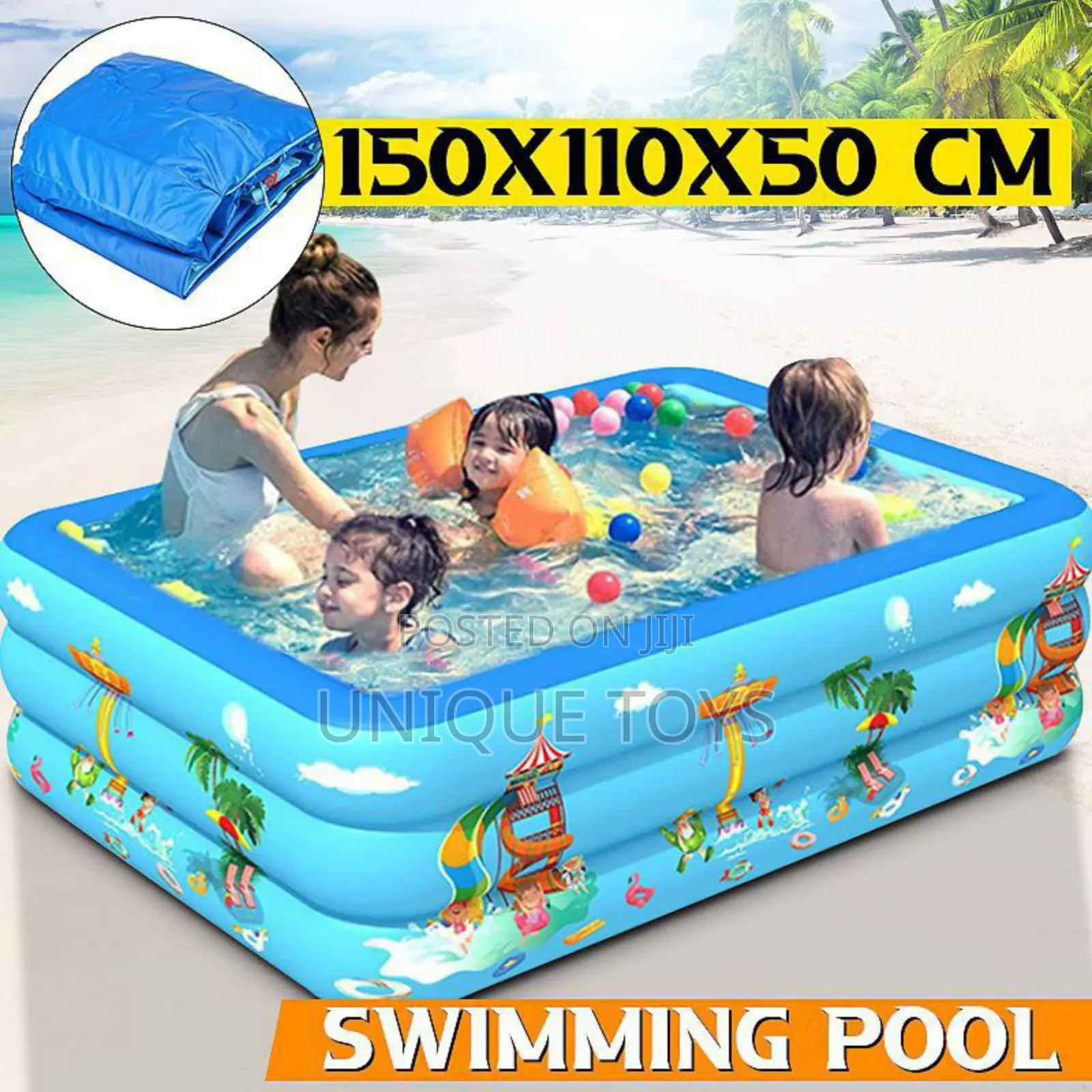Inflatable Family Swimming Pool – 150×110×50 Cm