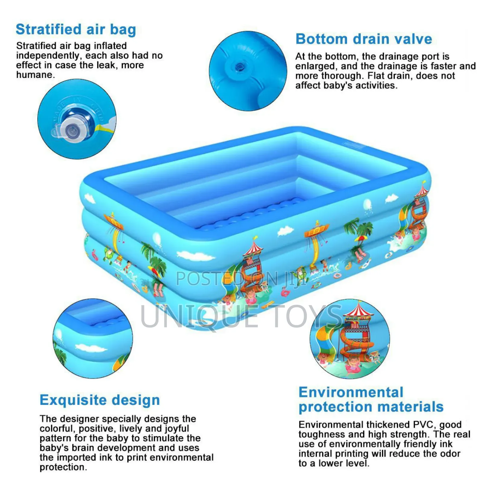 Inflatable Family Swimming Pool – 150×110×50 Cm