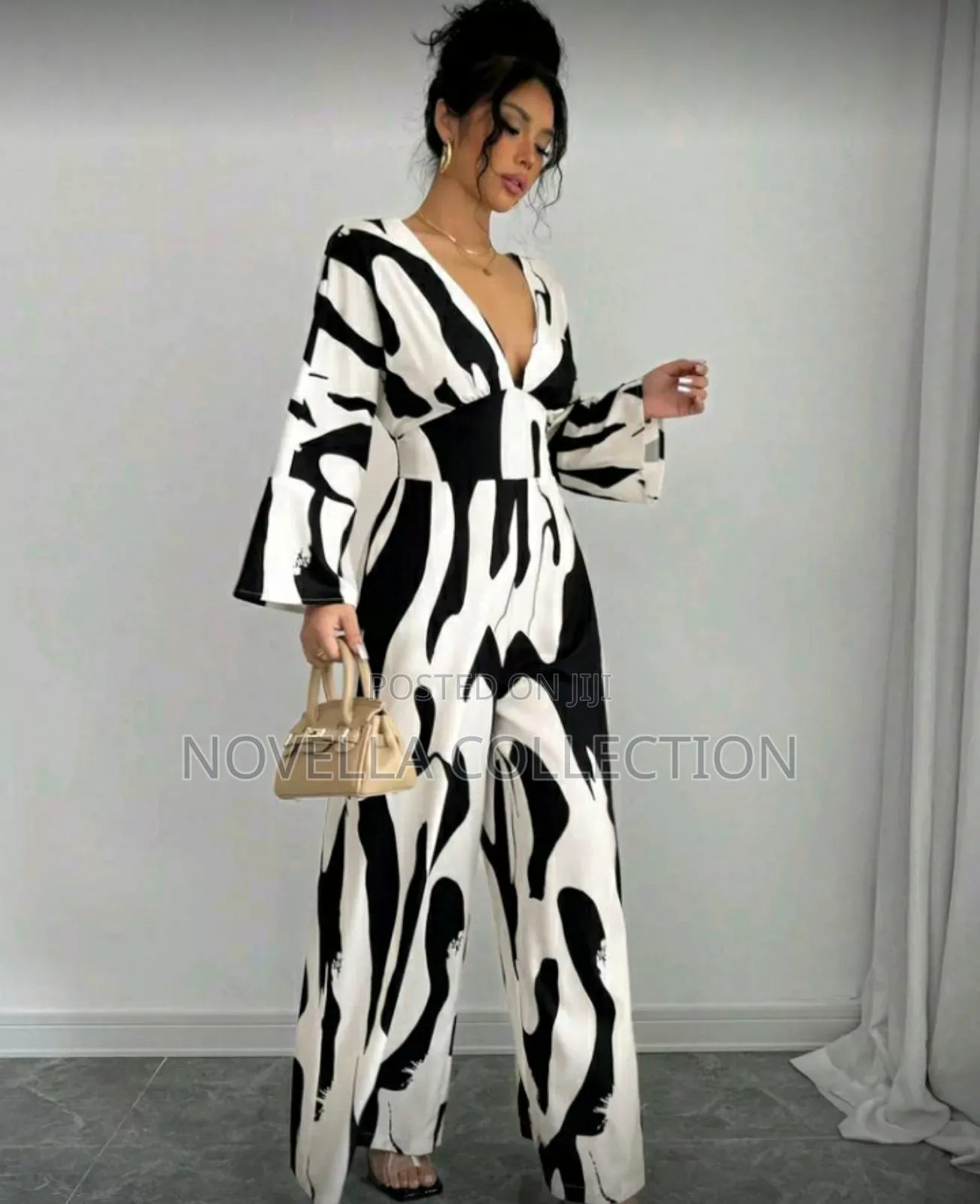 Asymmetrical Waist Tie High Waist Wide Leg Loose Casual Work Jumpsuit