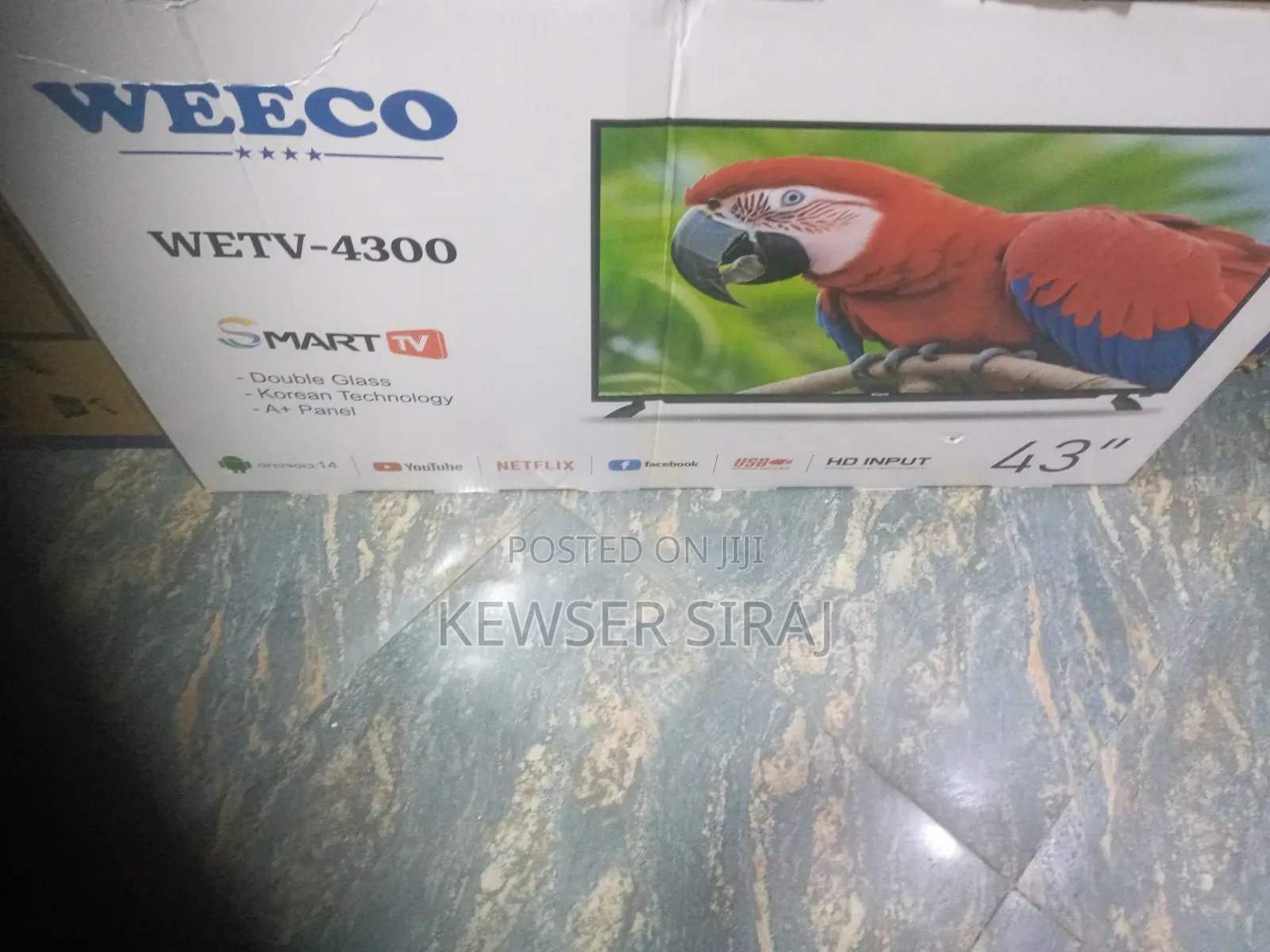 Weeco Tv 43inch Smart Double Glass