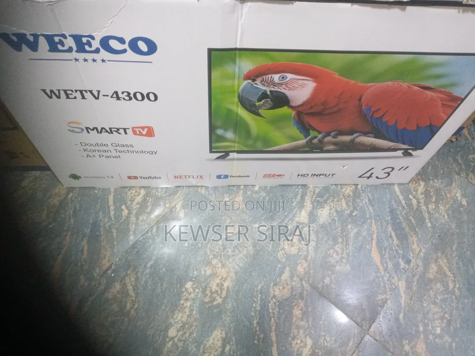 Weeco Tv 43inch Smart Double Glass