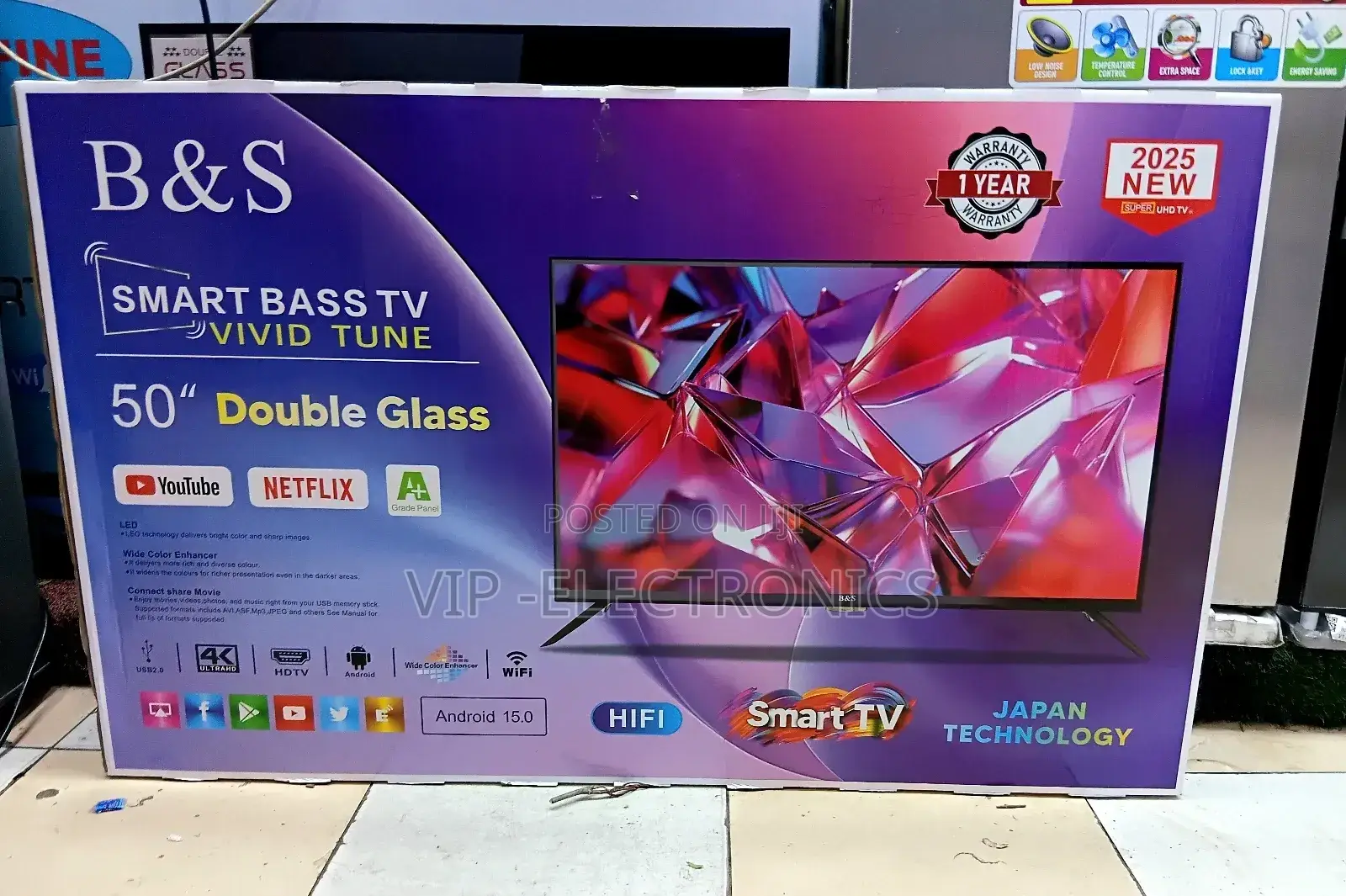 B S 50 Inch Tv Smart Android 15.0 New 2025 Model Original Latest Tv