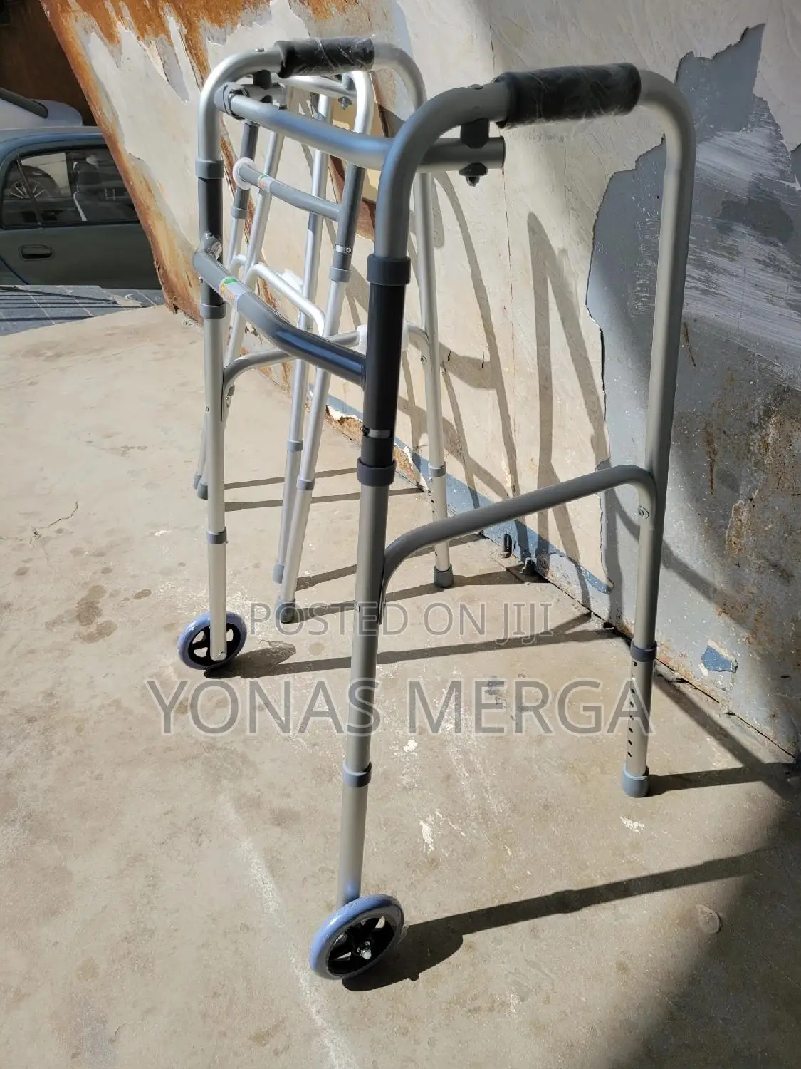 Folding Walker With Wheels堧፷mobility Aid Equipment With Steel Wheel