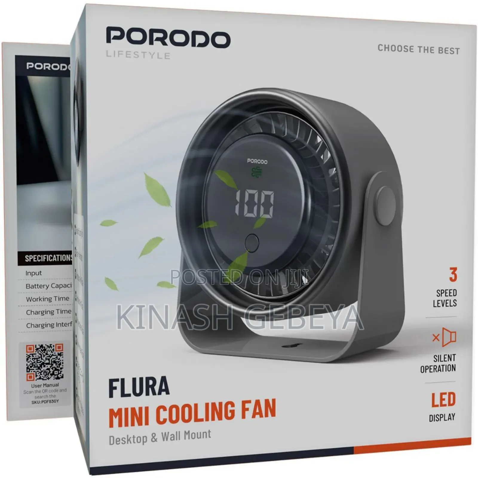 Porodo Mini Cooling Fan(Desktop and Wall Mounted)