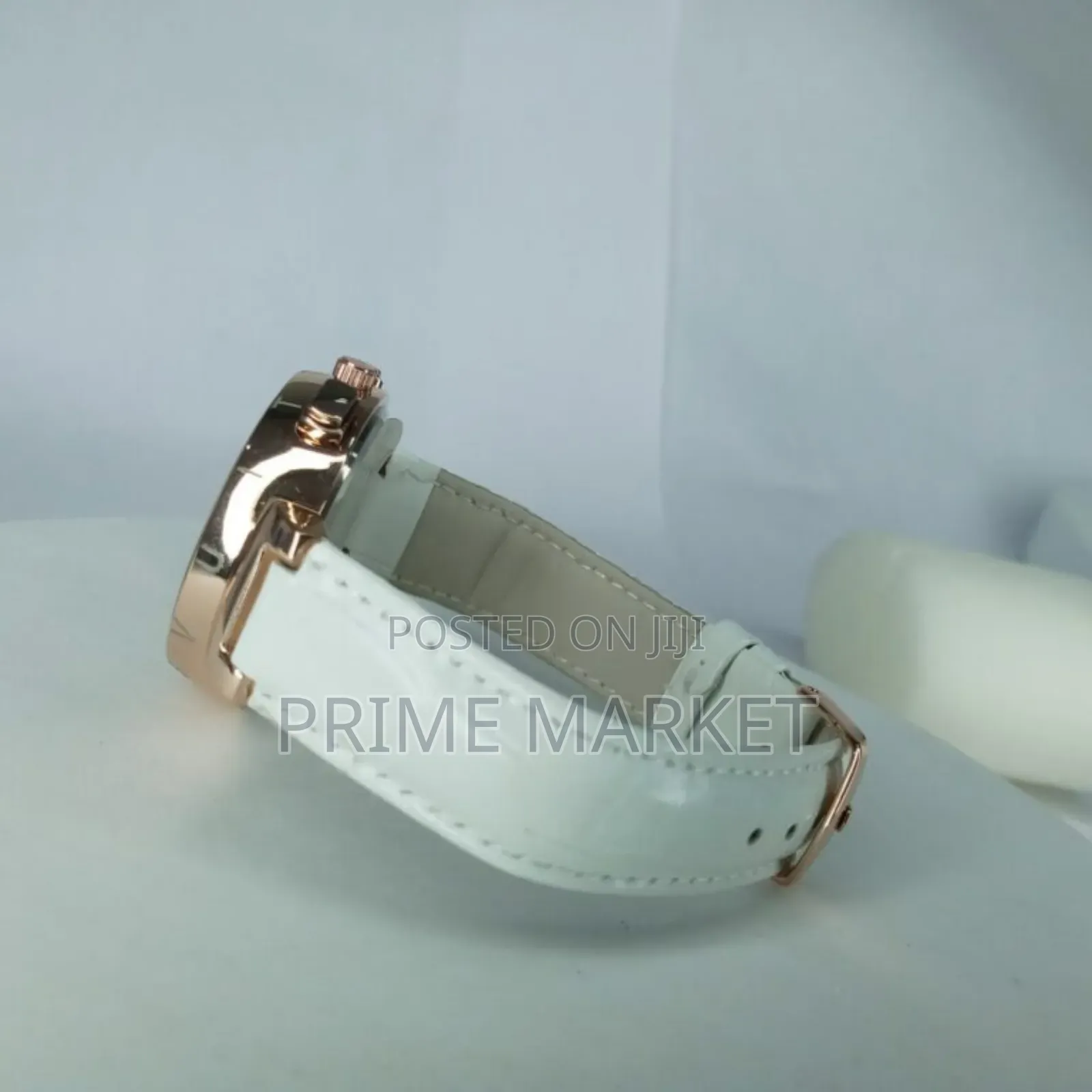 Louis Vuitton Lady's Rose Gold Watch |Brown Dial + White Leather Strap