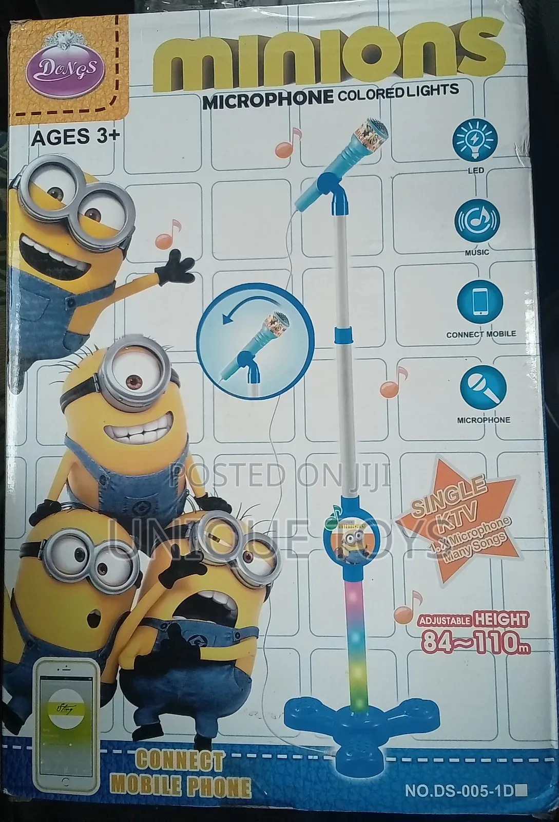 Minions Kids Stand Microphone, 110cm – Light-Up Karaoke Fun