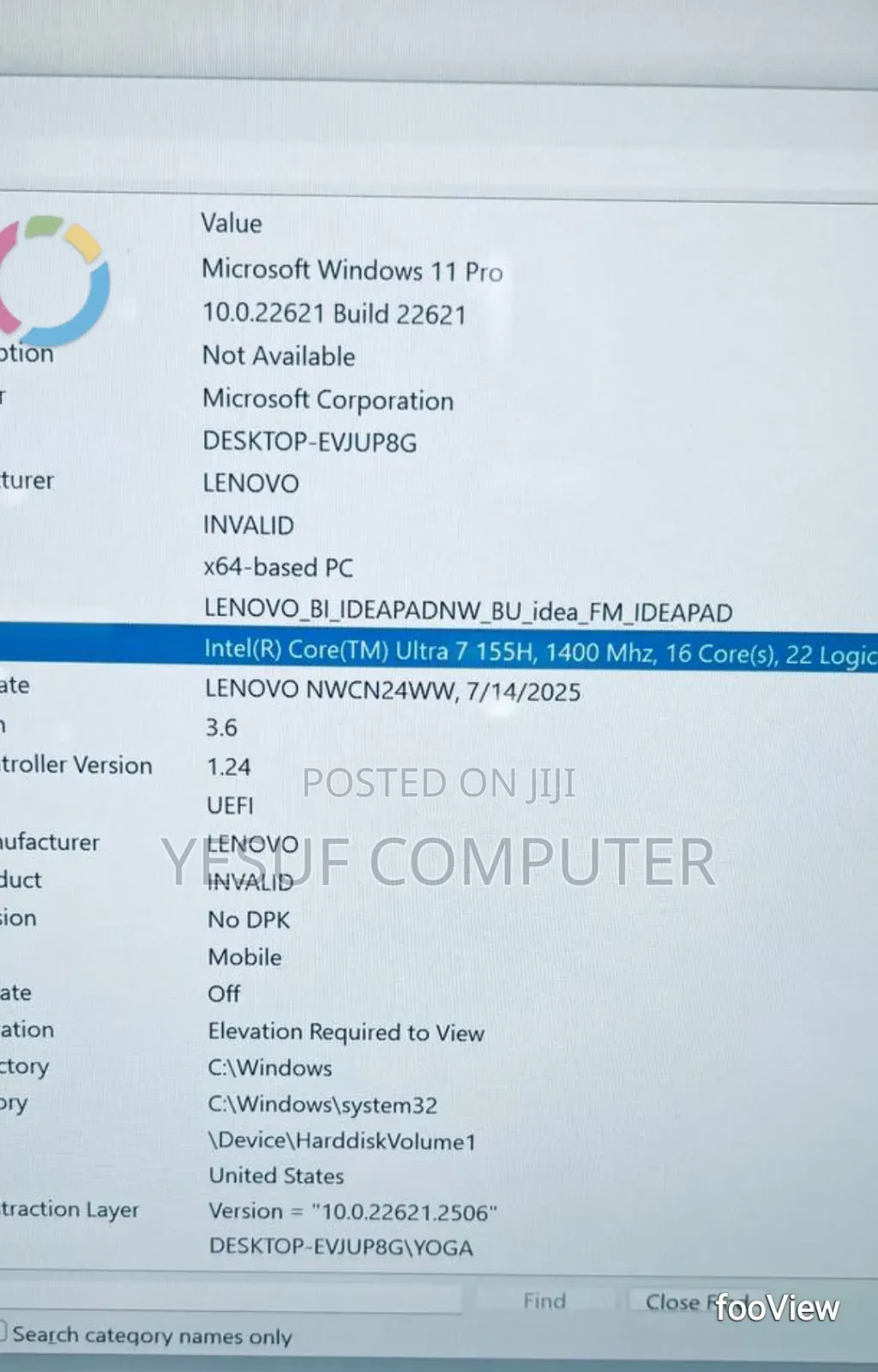 New Laptop Lenovo Yoga 11e 16GB Intel Core Ultra 7 SSD 512GB