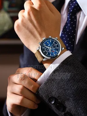 Luxury Mens Watch Waterproof Chronograph Leather Quartz Wristwatch