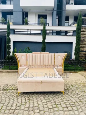 Photo - Bed With High Quality Fabric ፅድት ያለ ዘመናዊ አልጋ 150 ሳ.ሜ