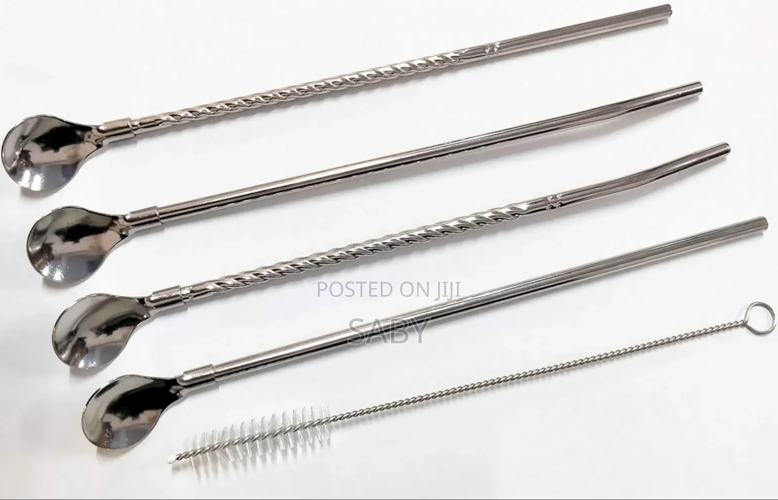 6pcs Reusable Drinking Stainless Straws With Cleaning Brush