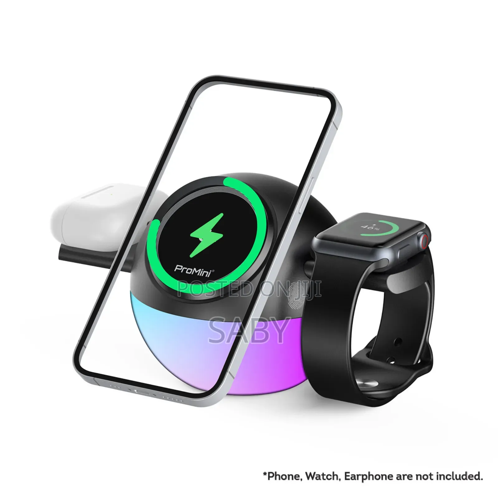 Porodo Orbix 3-in-1 Wireless Charger With Adjustable Ambient Light