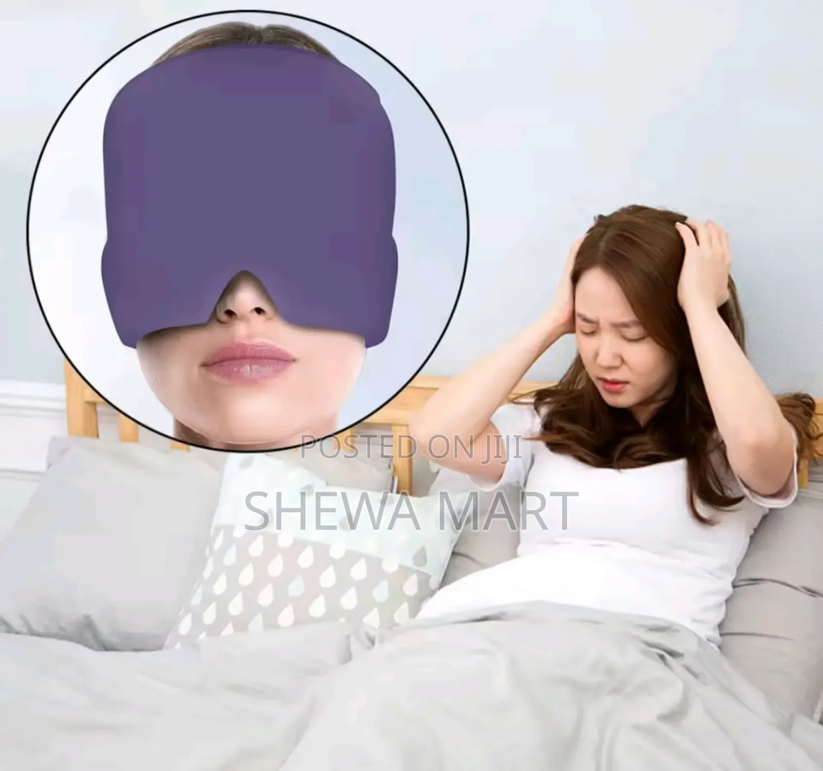 Migraine Relief Cap, Soothing Headache Hat Ice Pack Mask, Face Cold Co