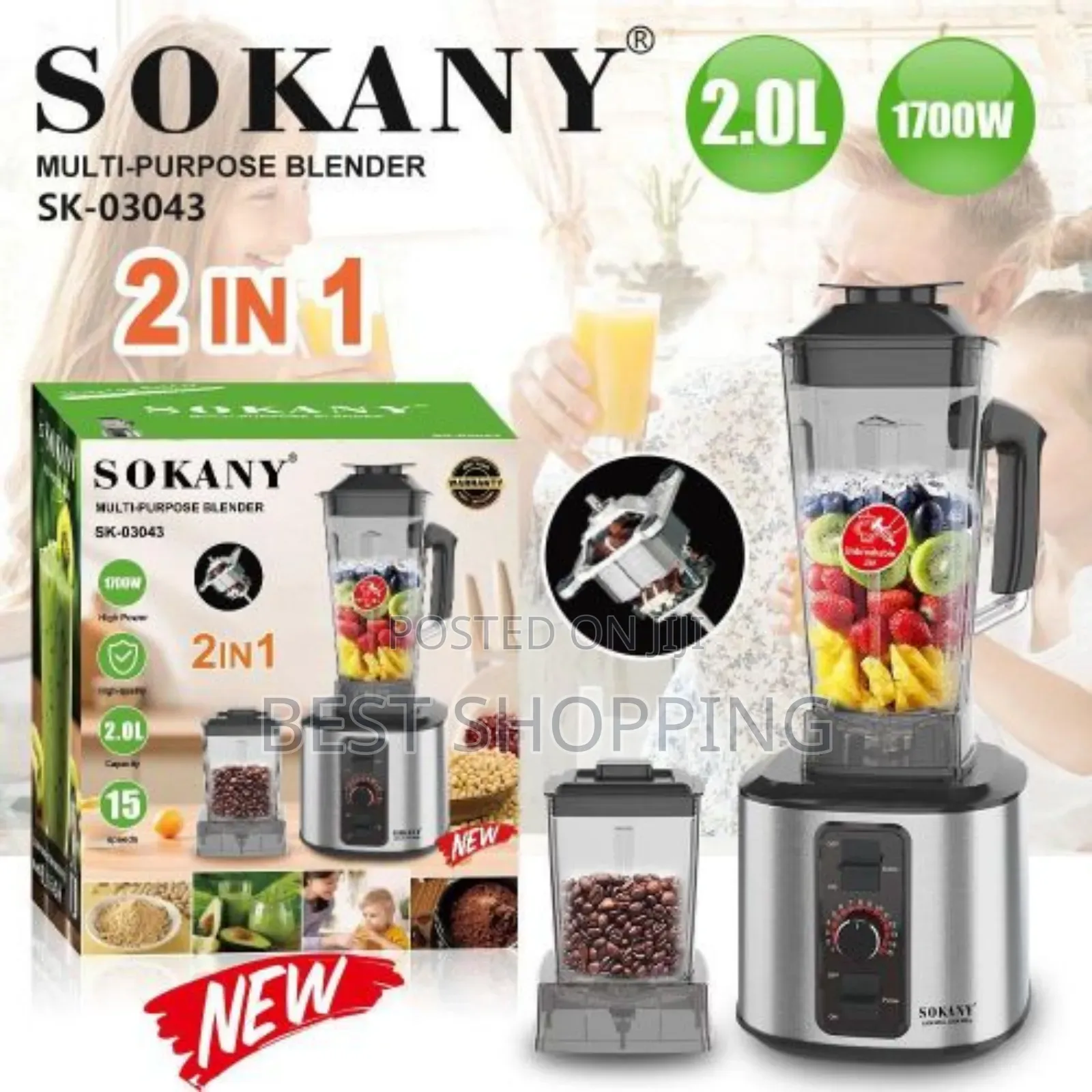 Sokany Heavy Blender Commercial Juicer 2 Liter