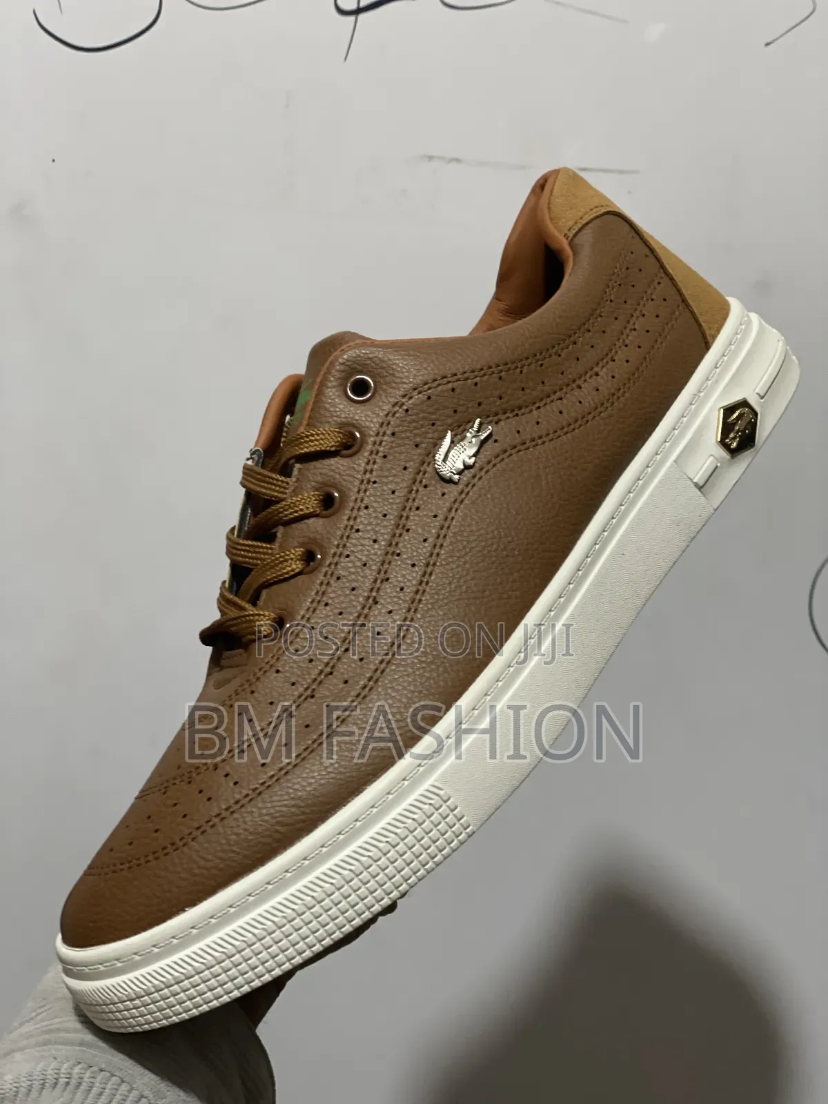 Lacoste Master Quality Brown Leather-Look Sneakers