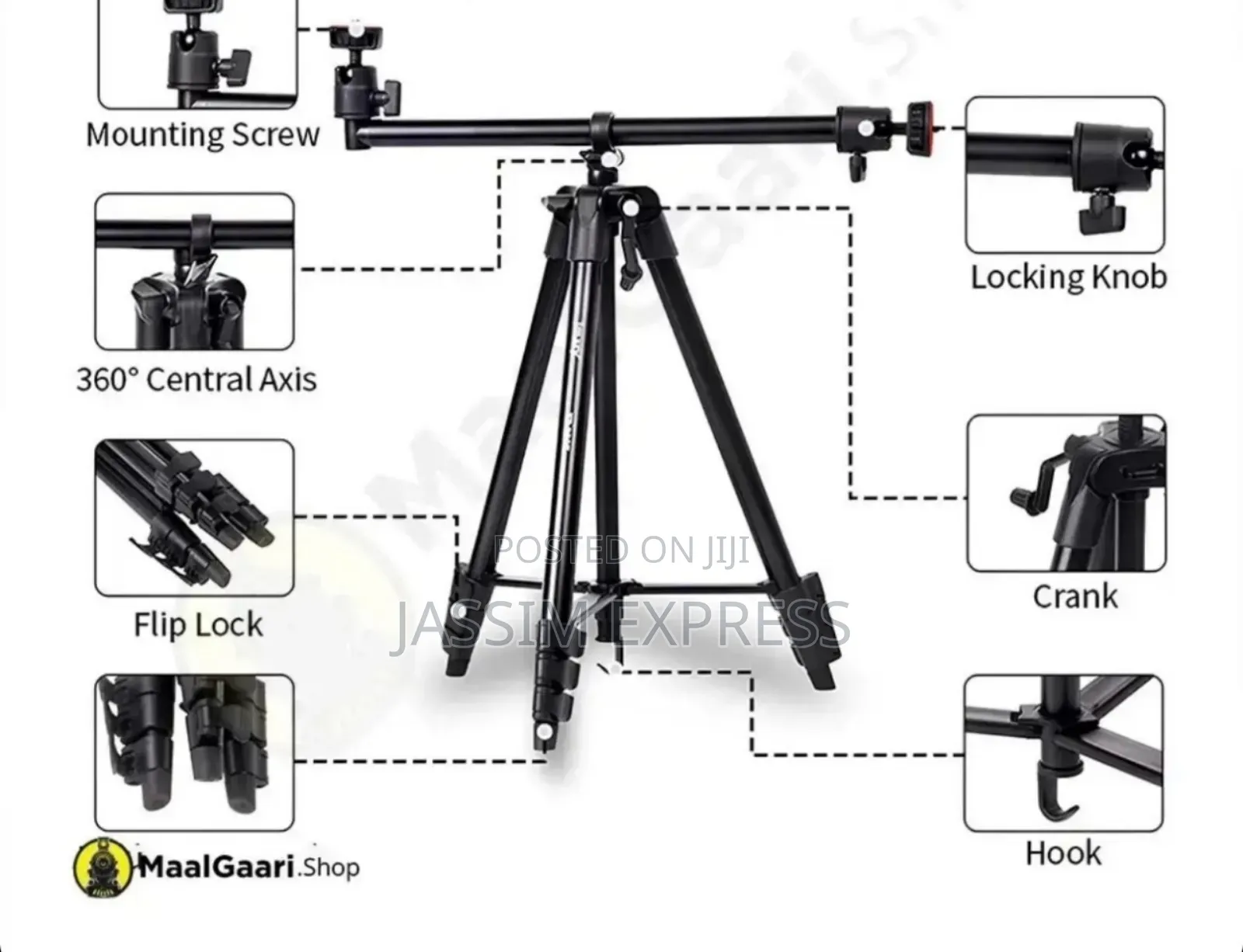 ለስልክም ለካሜራም የሚሆን Aluminum Extendable Tripod With Mobile Holder