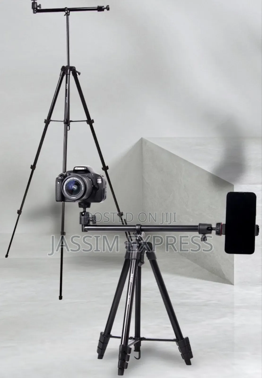 ለስልክም ለካሜራም የሚሆን Aluminum Extendable Tripod With Mobile Holder
