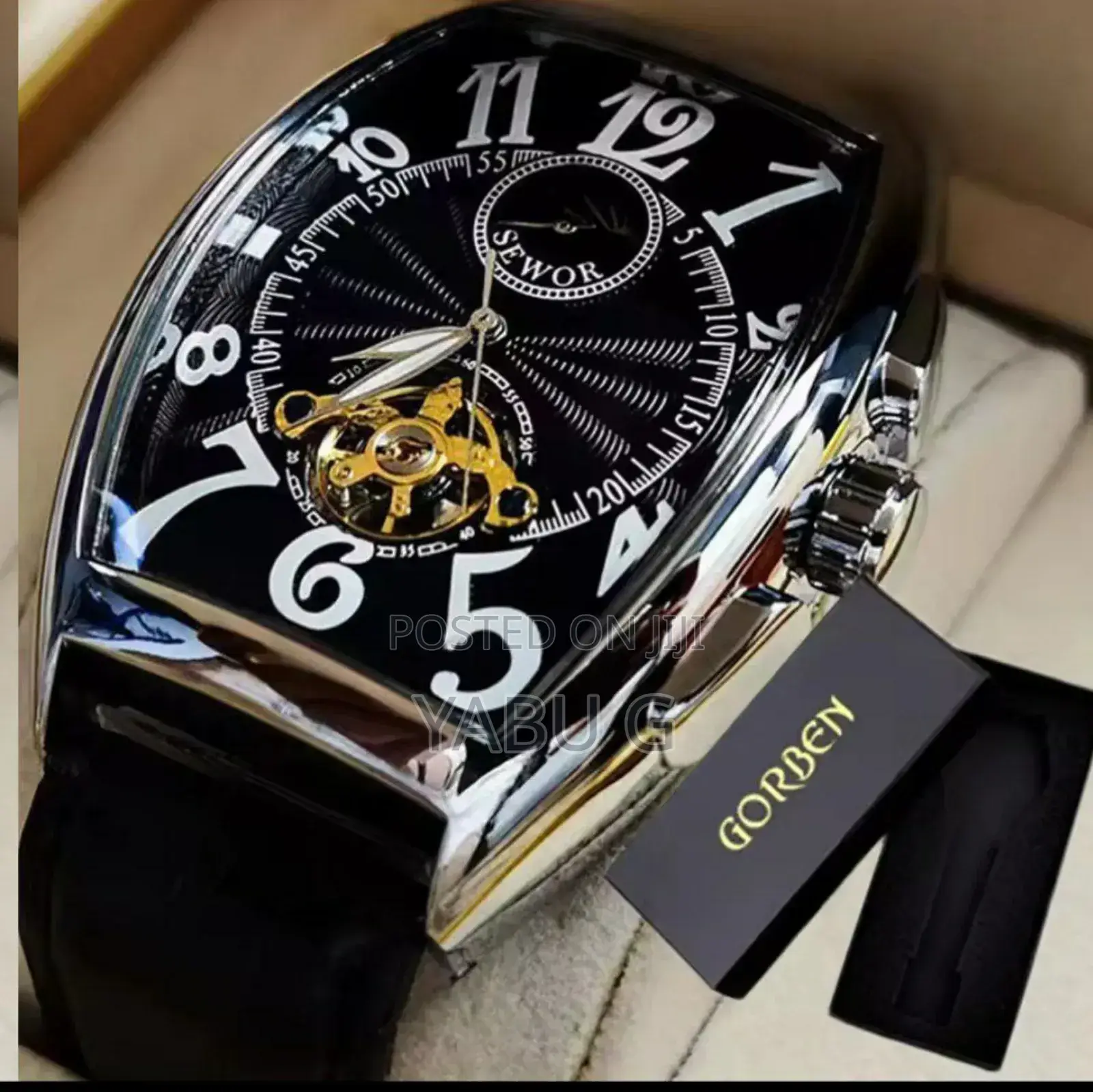 Sewor Leather Strap Automatic Men's Watch Elegant Sophisticated