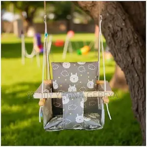 Photo - Toddler Wooden Swing Seat Indoor/Outdoor Hanging Chair Safety Harnes