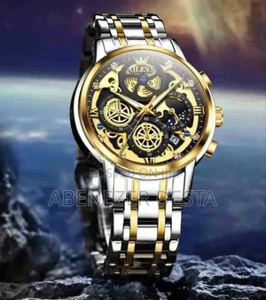 Olevs Men's Luxury Skeleton Chronograph Watch With
