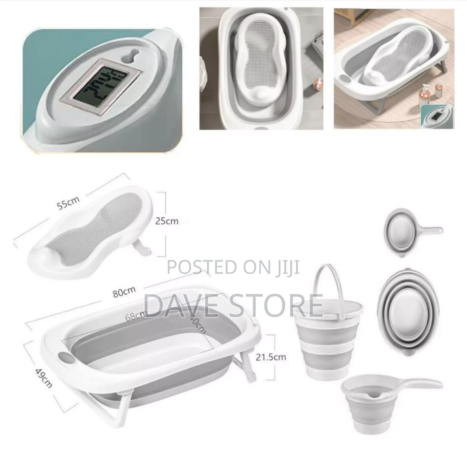 4 in 1 Foldable Baby Bathtub With a Thermometer and a Ladle